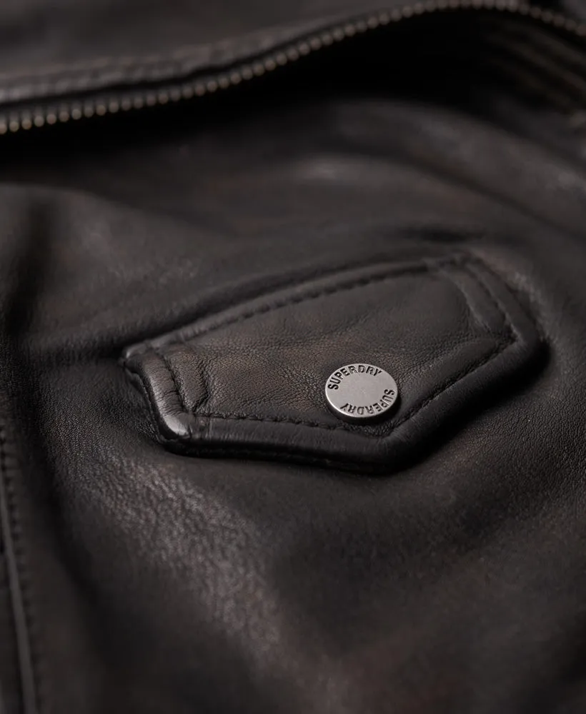 Leather Biker Jacket | Smoke Grey