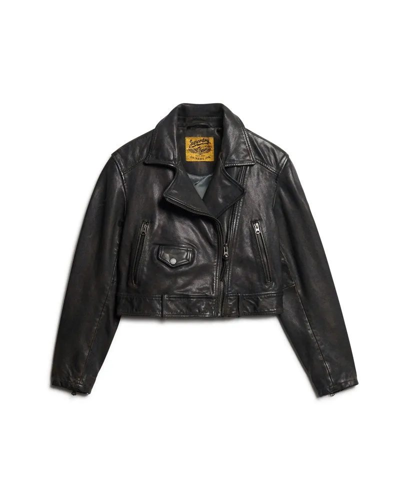 Leather Biker Jacket | Smoke Grey