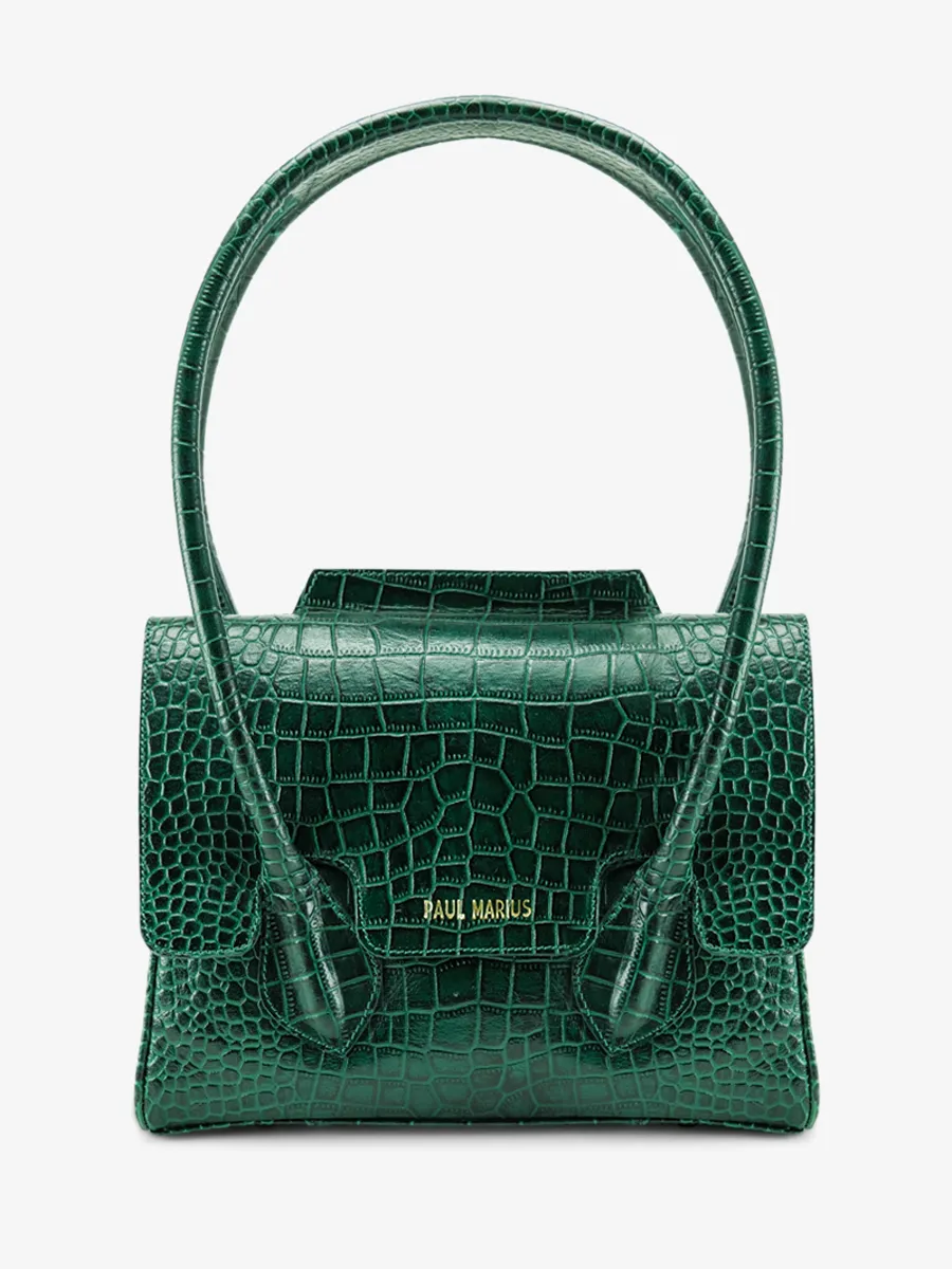 leather handbag for woman dark green - Colette S Alligator Malachite | PAUL MARIUS