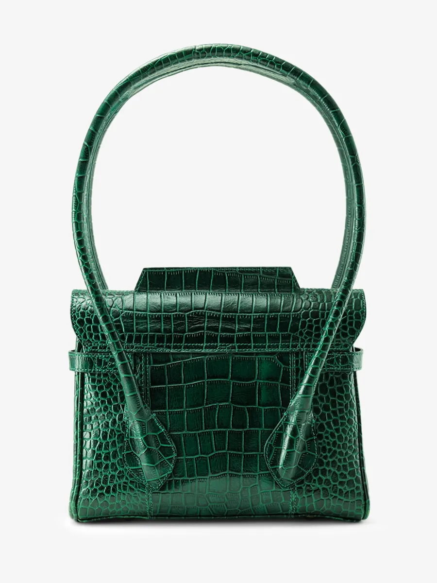 leather handbag for woman dark green - Colette S Alligator Malachite | PAUL MARIUS