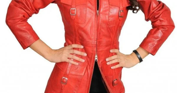 Leather Jacket For Women Red Biker Motorcycle Real Lambskin