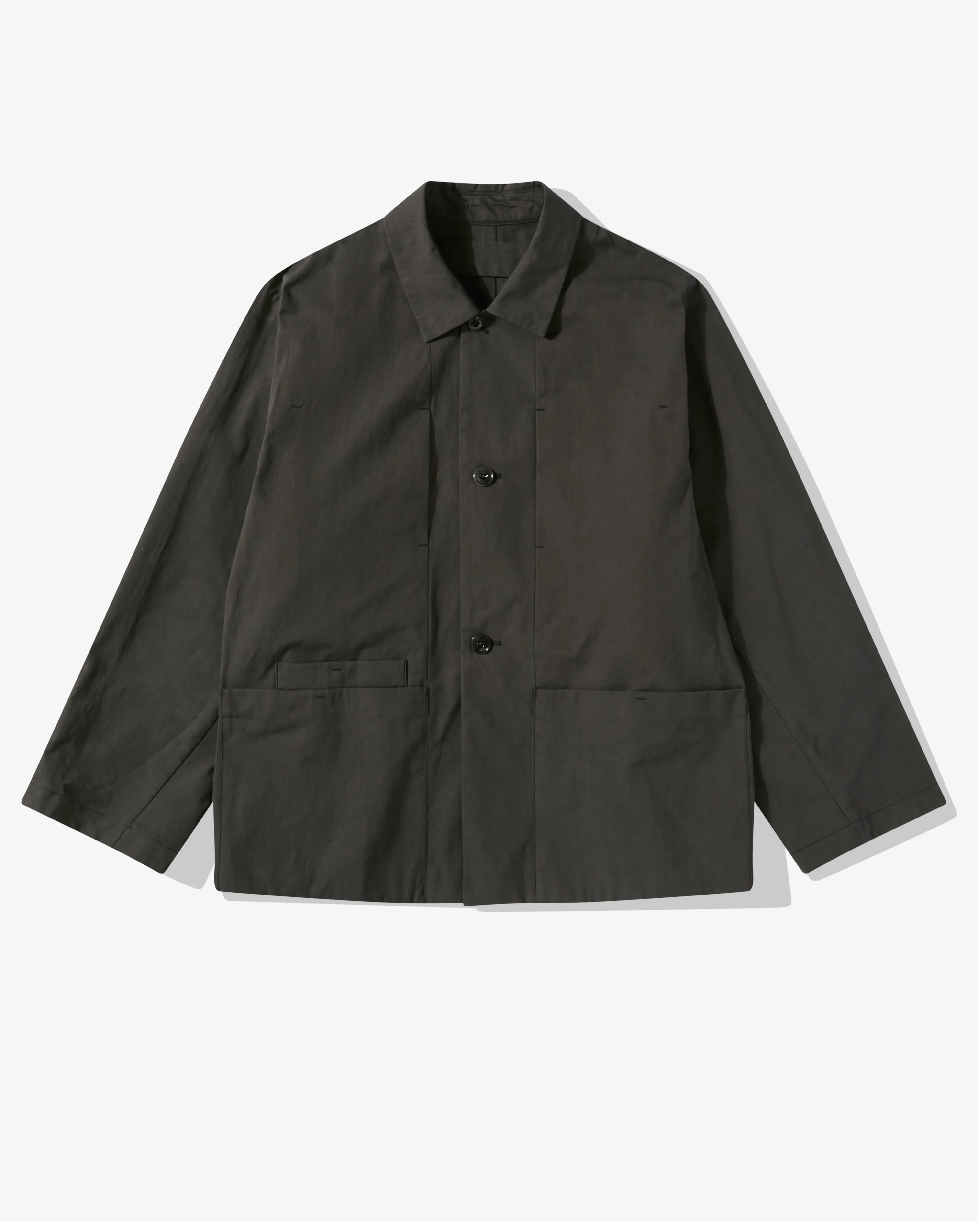 Lemaire Men's Boxy Single Breasted Workwear Jacket  Anthracite Brown