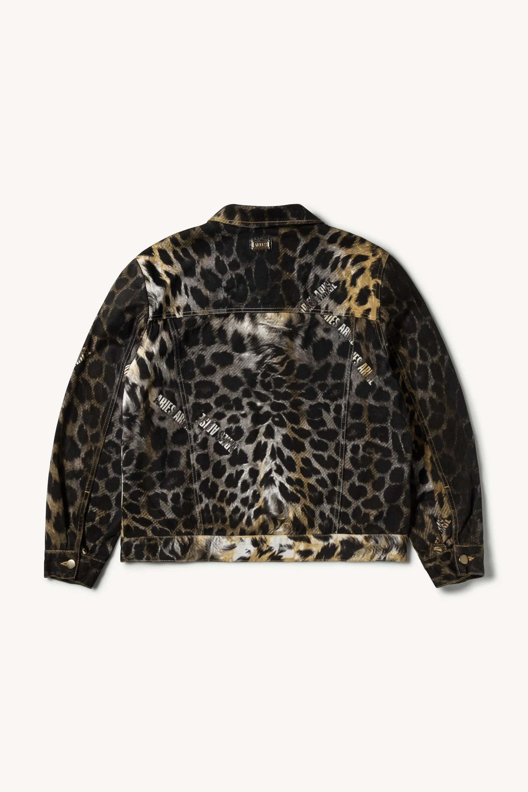 Leopard Zip Through Denim Jacket