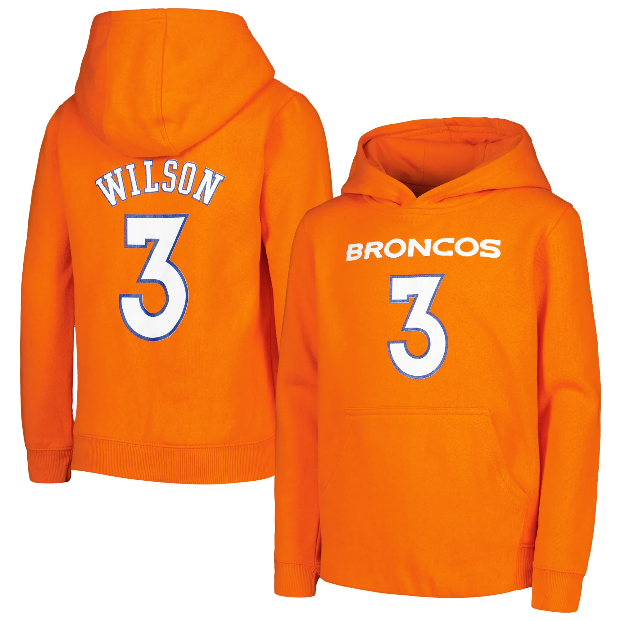 Lids Youth Russell Wilson Orange Denver Broncos Mainliner Player Name & Number Pullover Hoodie