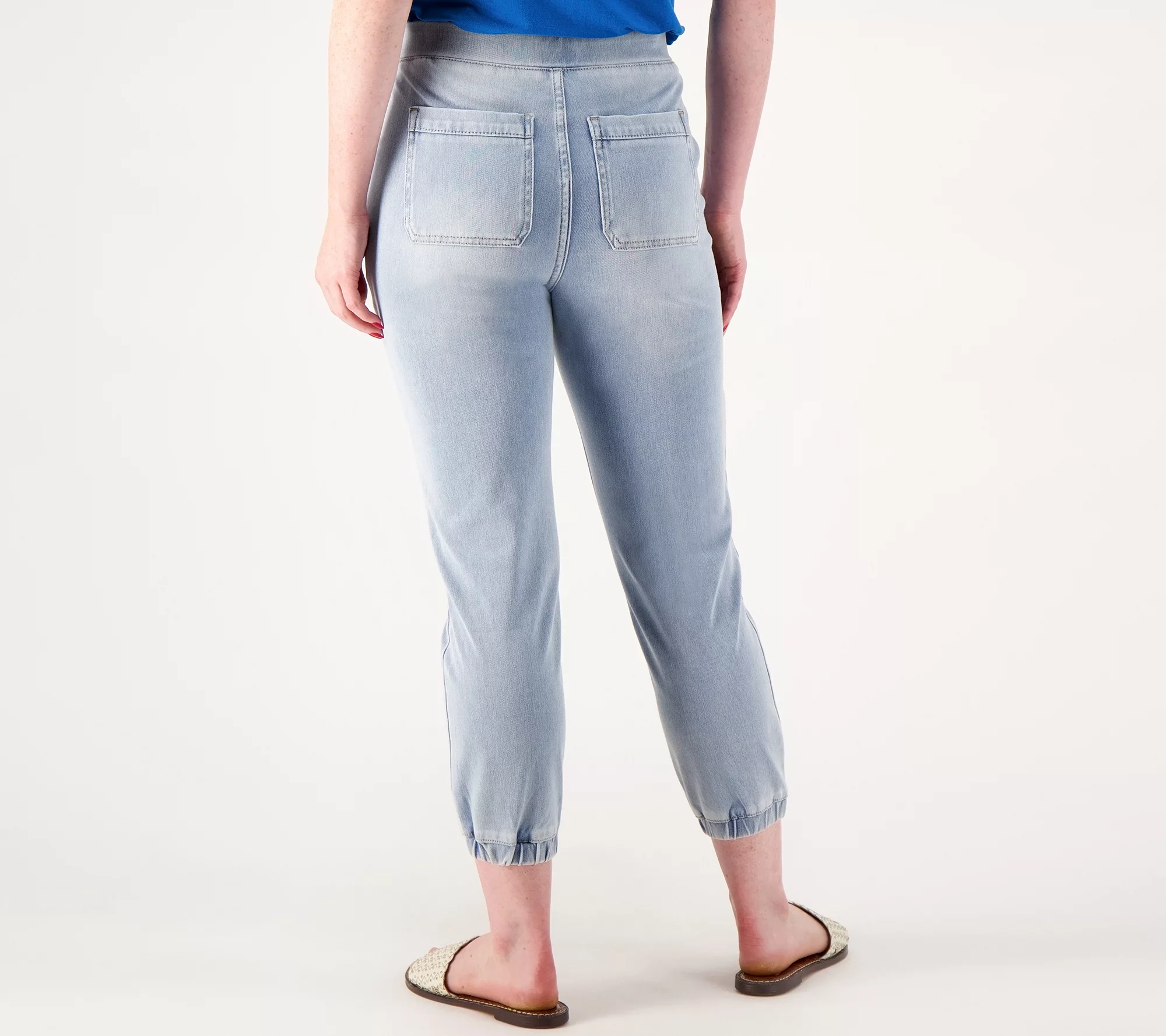 LOGO by Lori Goldstein Regular Knit Denim Utility Joggers