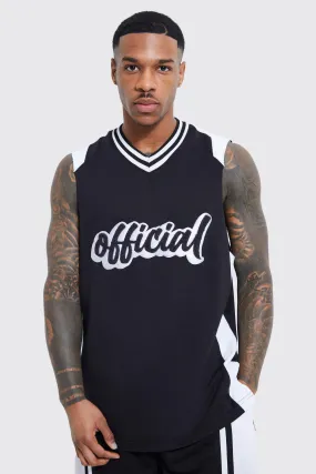 Loopback Panel Official Basketball Vest | boohooMAN UK