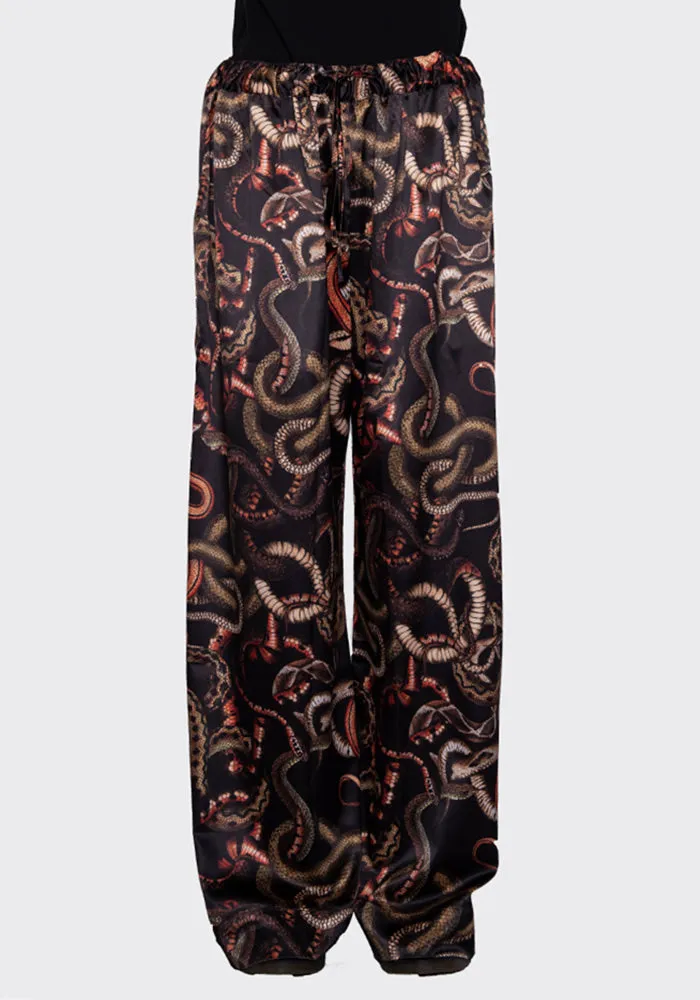 LU'U DAN MP022W_FS FLUID SATIN PYJAMA TROUSERS SNAKE PRINT