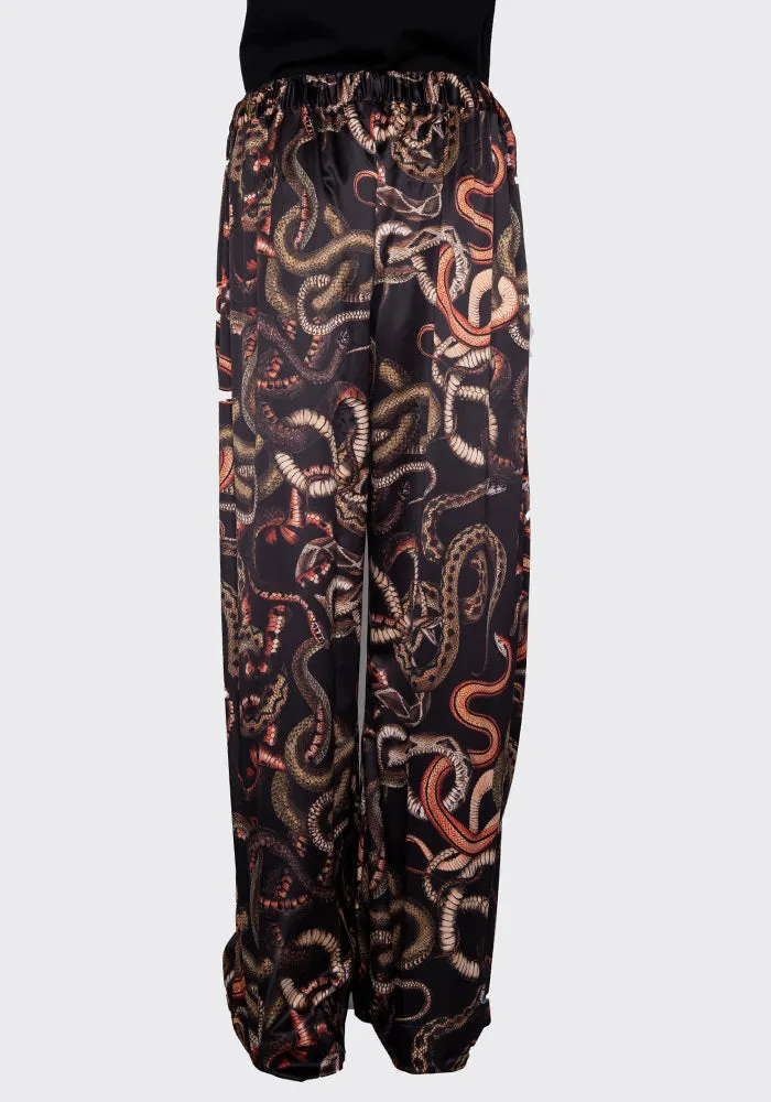 LU'U DAN MP022W_FS FLUID SATIN PYJAMA TROUSERS SNAKE PRINT