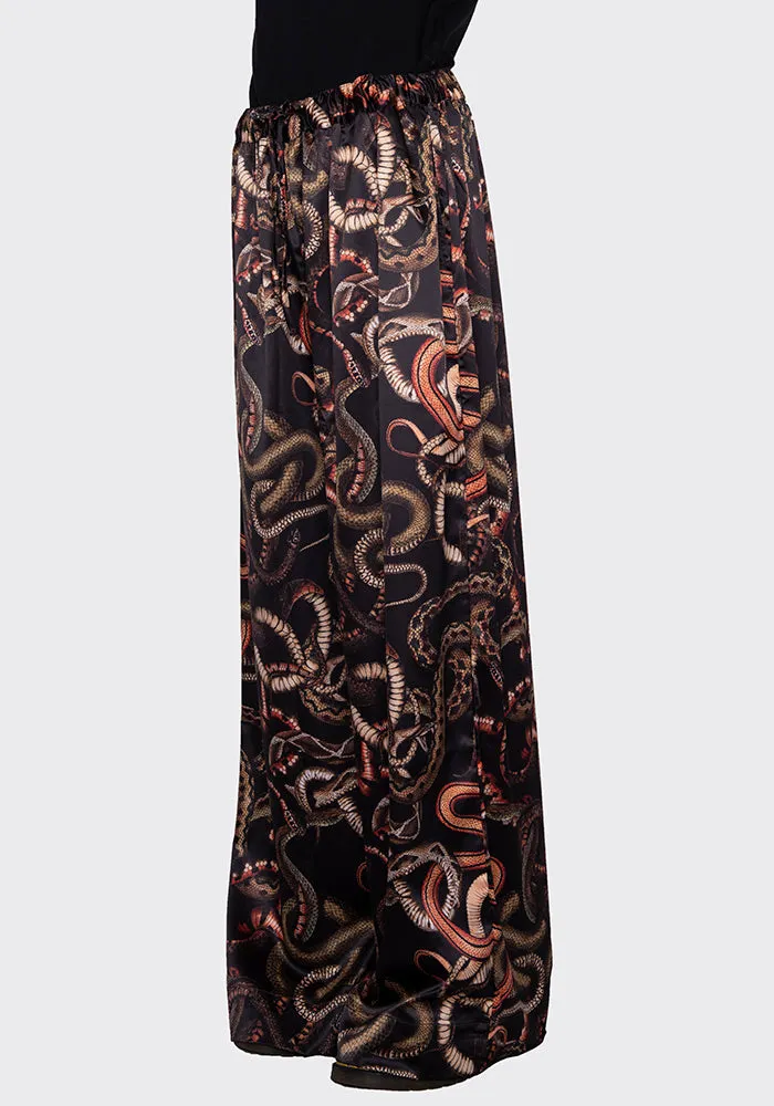 LU'U DAN MP022W_FS FLUID SATIN PYJAMA TROUSERS SNAKE PRINT