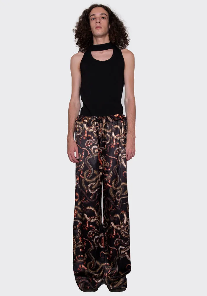 LU'U DAN MP022W_FS FLUID SATIN PYJAMA TROUSERS SNAKE PRINT