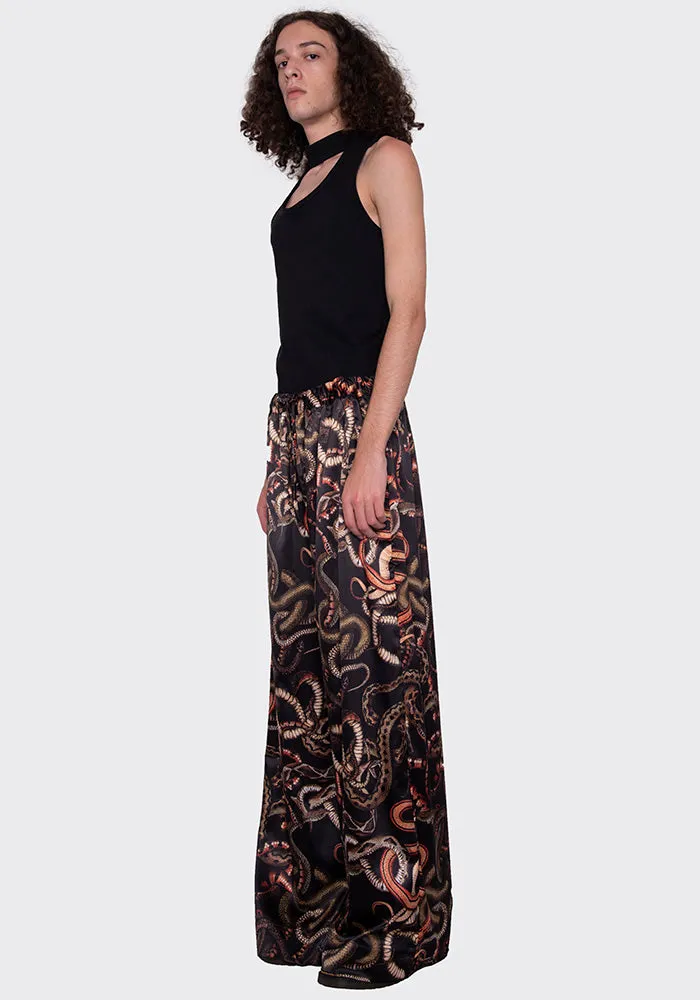 LU'U DAN MP022W_FS FLUID SATIN PYJAMA TROUSERS SNAKE PRINT