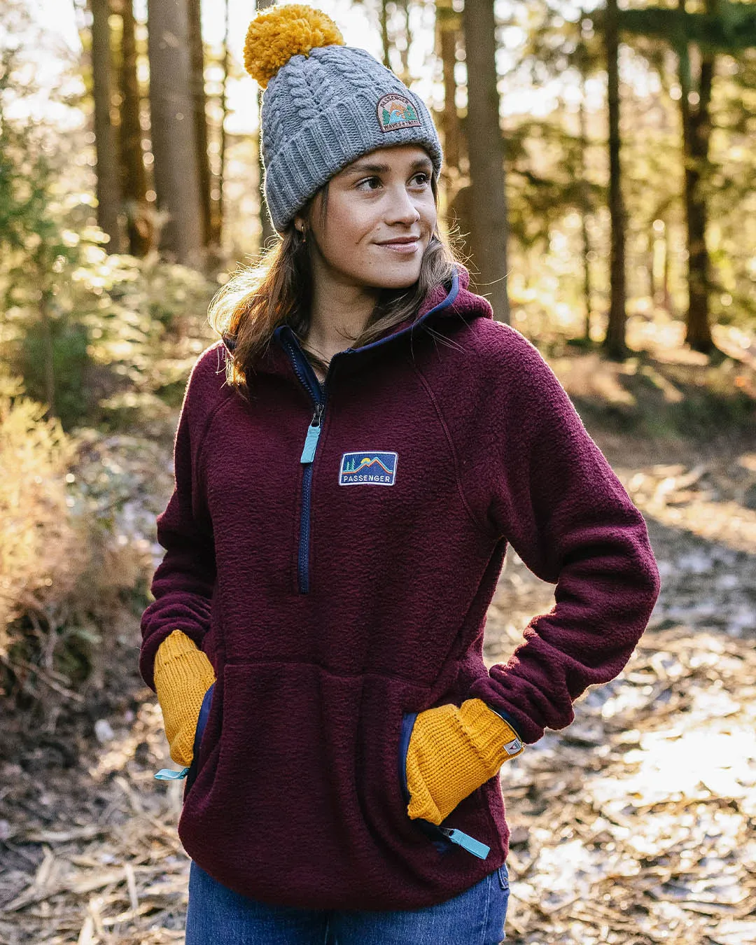 Maine Hooded Recycled Sherpa Fleece - Windsor Wine