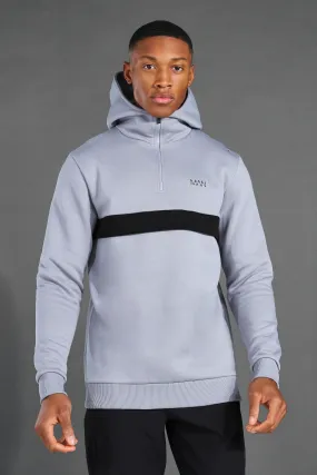 Man Active ¼ Zip Over The Head Hoodie | boohooMAN UK