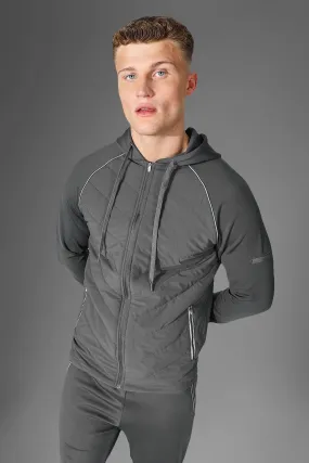 Man Active Gym Quilted Zip Thru Hoodie | boohooMAN UK