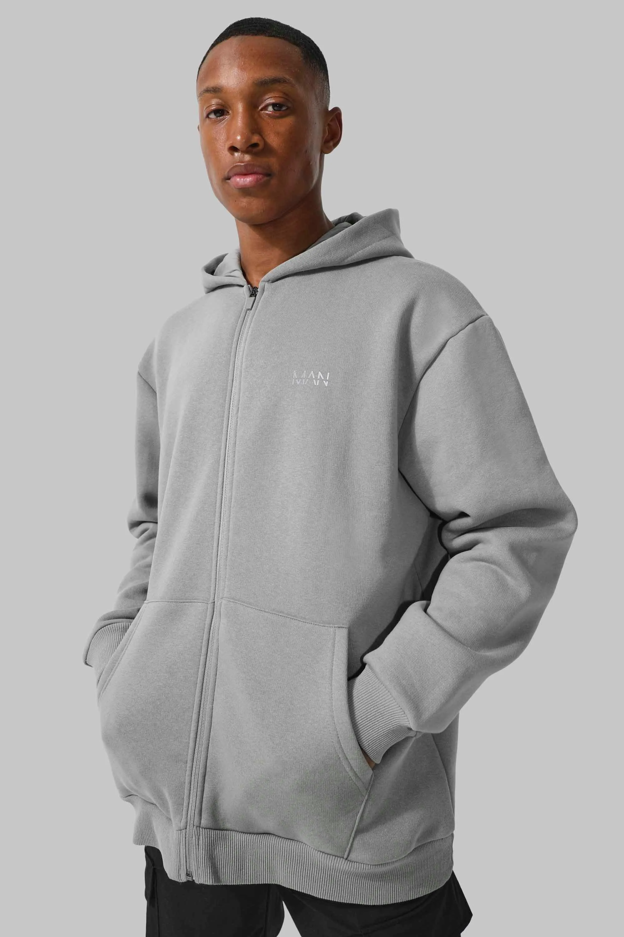 Man Active X Andrei Oversized Zip Hoodie | boohooMAN UK