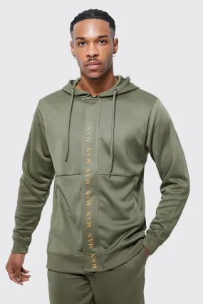 Man Gold Slim Fit Zip Through Tricot Hoodie | boohooMAN UK