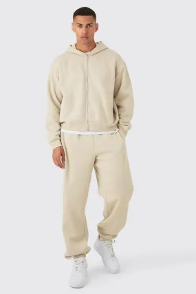 Man Oversized Zip Through Hooded Tracksuit | boohooMAN UK