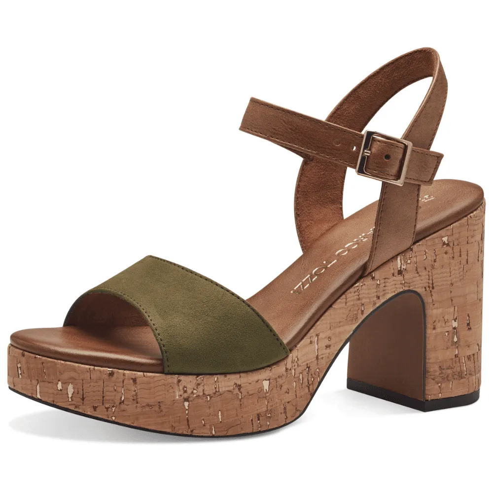 Marco Tozzi 28008 Fern Green Cork Heeled Sandals