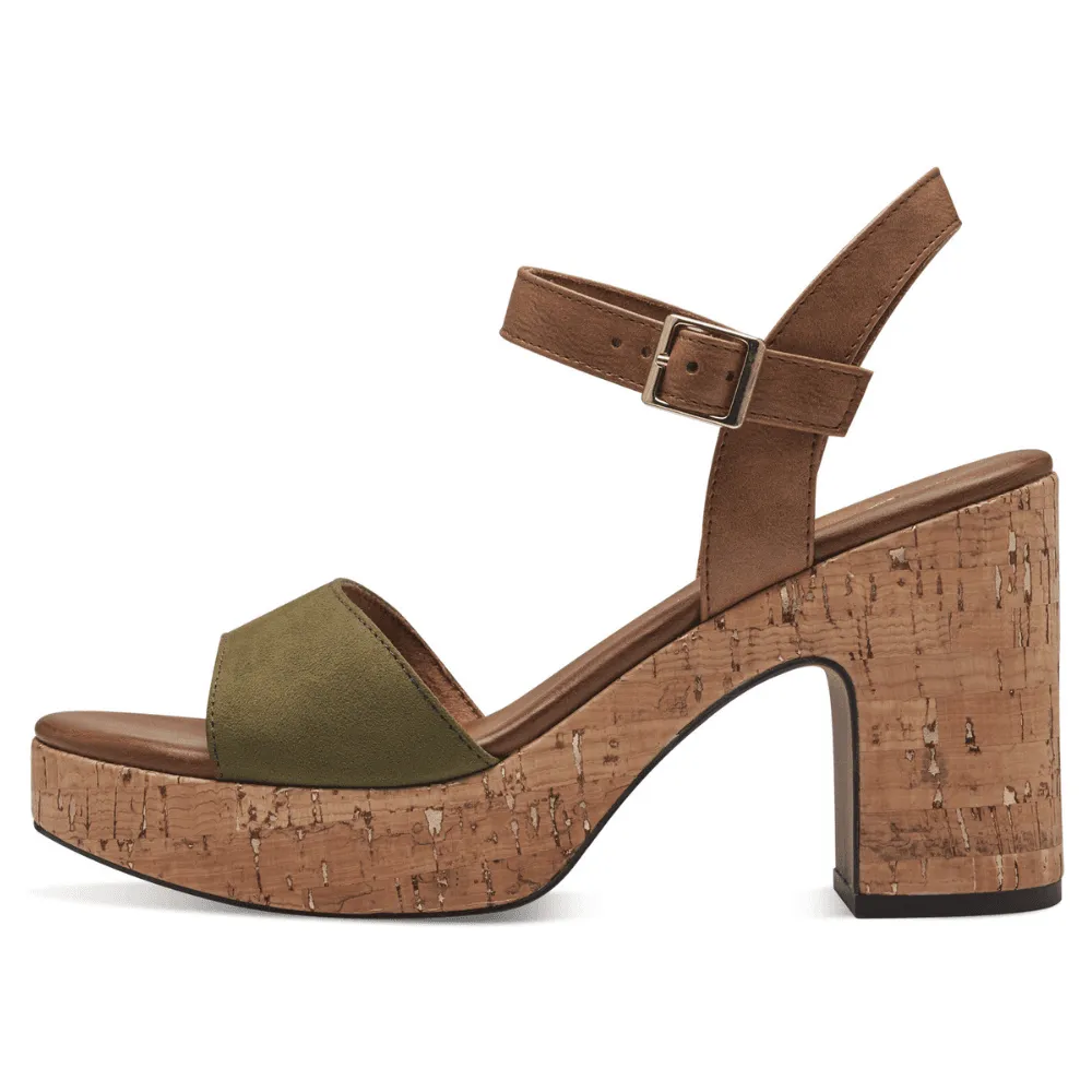 Marco Tozzi 28008 Fern Green Cork Heeled Sandals