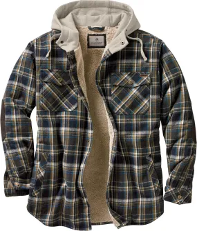 Men's Camp Night Berber Lined Hooded Flannel Shirt Jacket