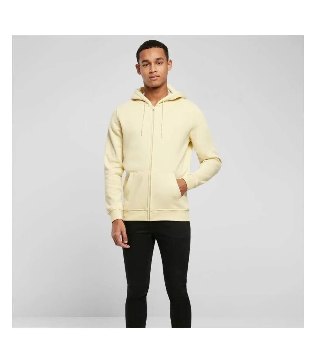 Mens heavy zip up hoodie soft yellow Build Your Brand