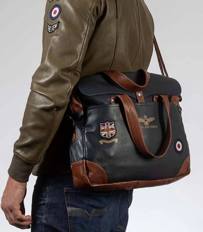 Men's leather bag navy royal air force crooks