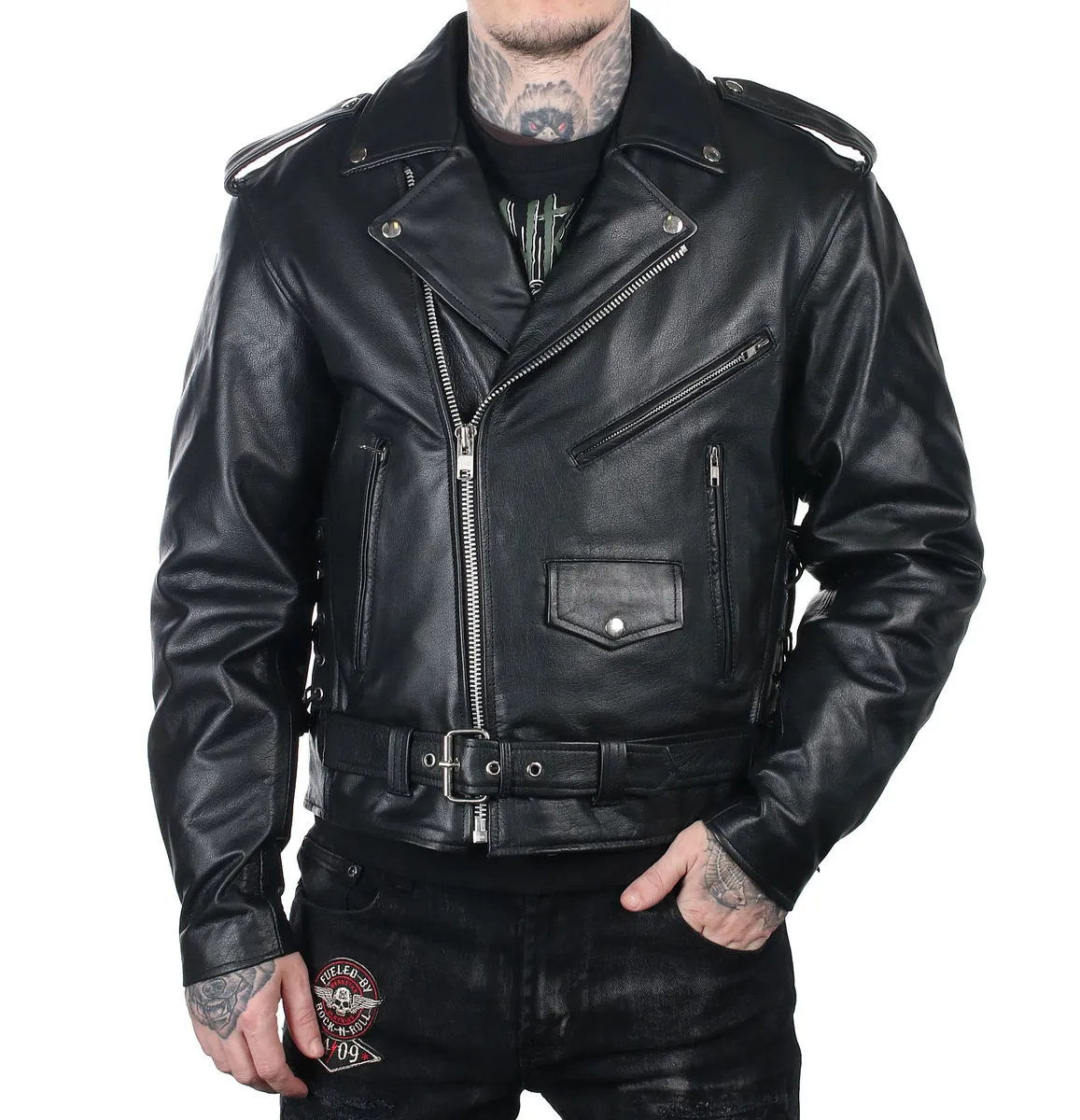 Men's leather biker jacket UNIK - 12.00  -  Metal-shop