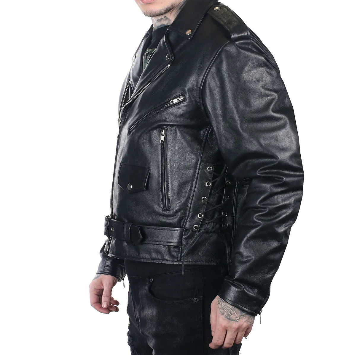 Men's leather biker jacket UNIK - 12.00  -  Metal-shop