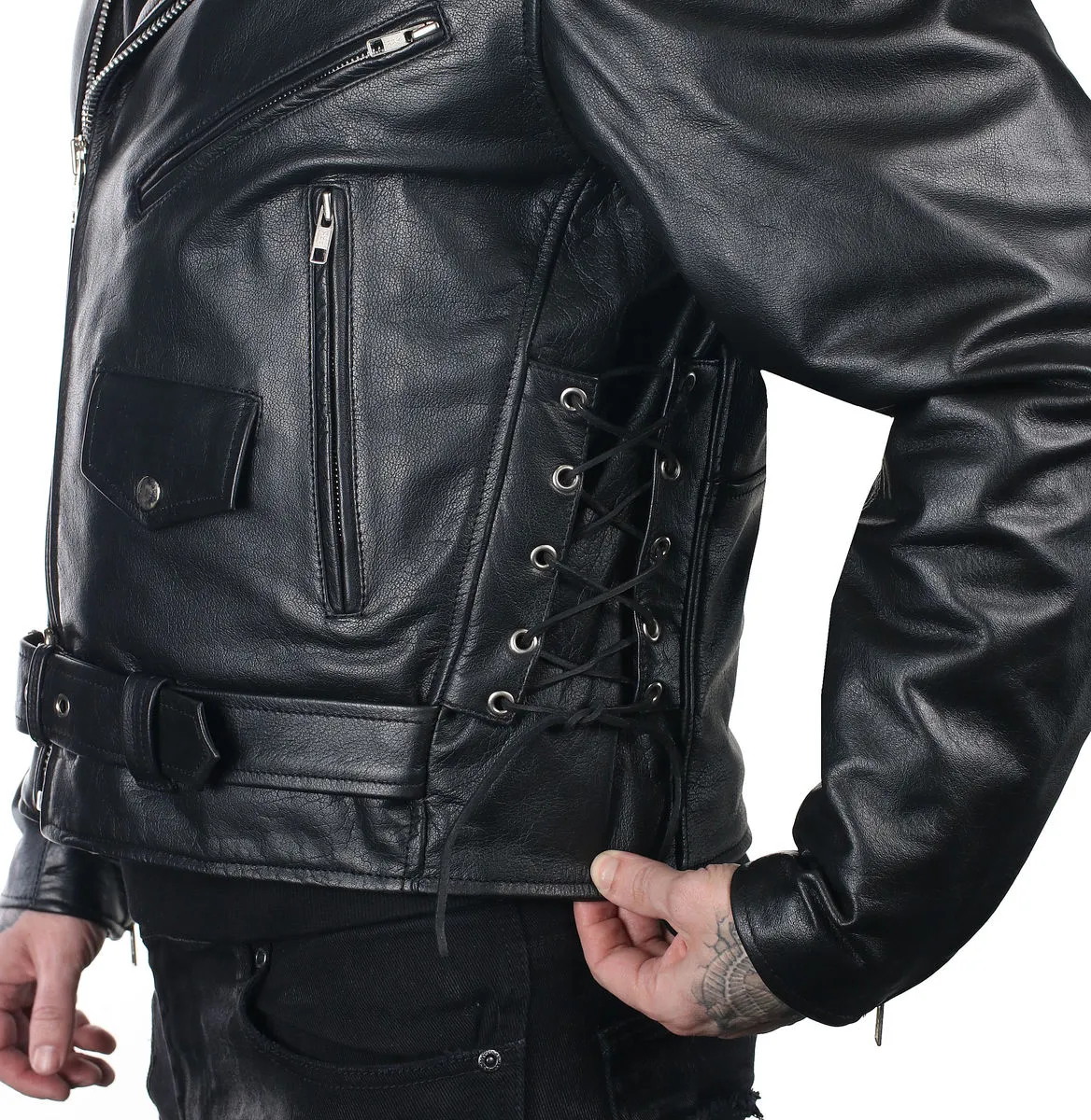 Men's leather biker jacket UNIK - 12.00  -  Metal-shop