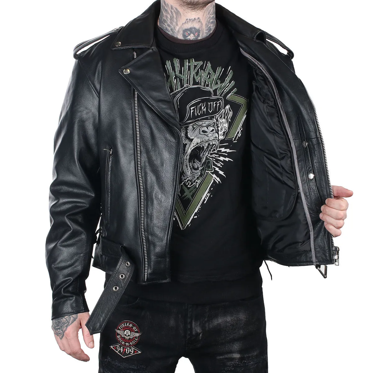 Men's leather biker jacket UNIK - 12.00  -  Metal-shop