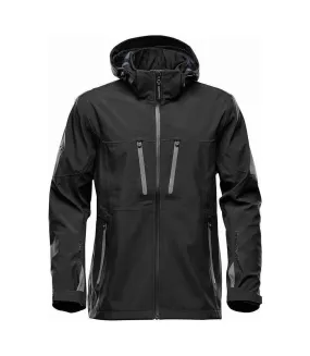 Mens patrol hooded soft shell jacket black/carbon Stormtech