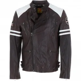 Mens Side Zip Leather Biker Jacket Bordeaux: M 1132