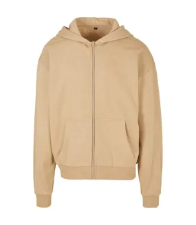 Mens ultra heavyweight full zip hoodie union beige Build Your Brand