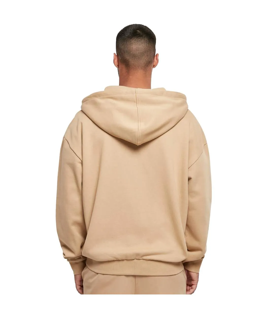 Mens ultra heavyweight full zip hoodie union beige Build Your Brand