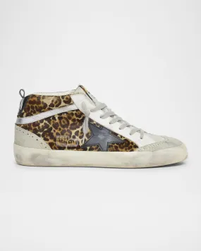 Mid Star Leopard-Print Leather Sneakers