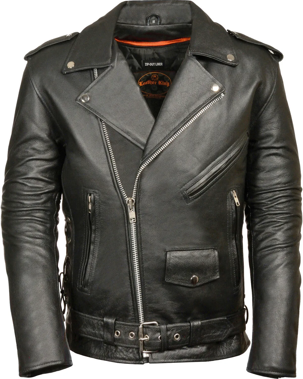 Milwaukee Leather Men's Classic Side Lace Police Style Motorcycle Jacket - Tall - 3XT