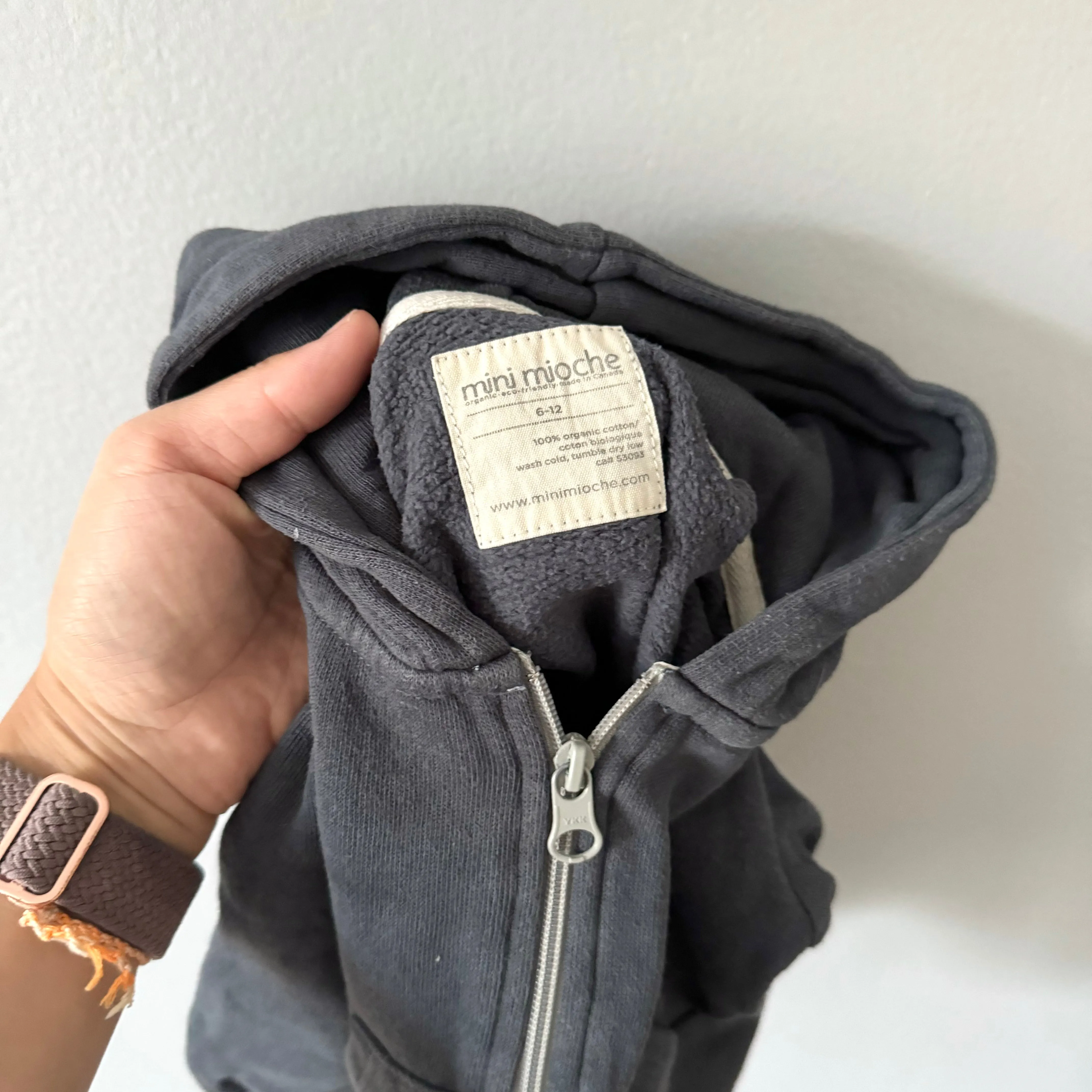 Mini mioche / Dark grey zip up hoodie / 6-12M