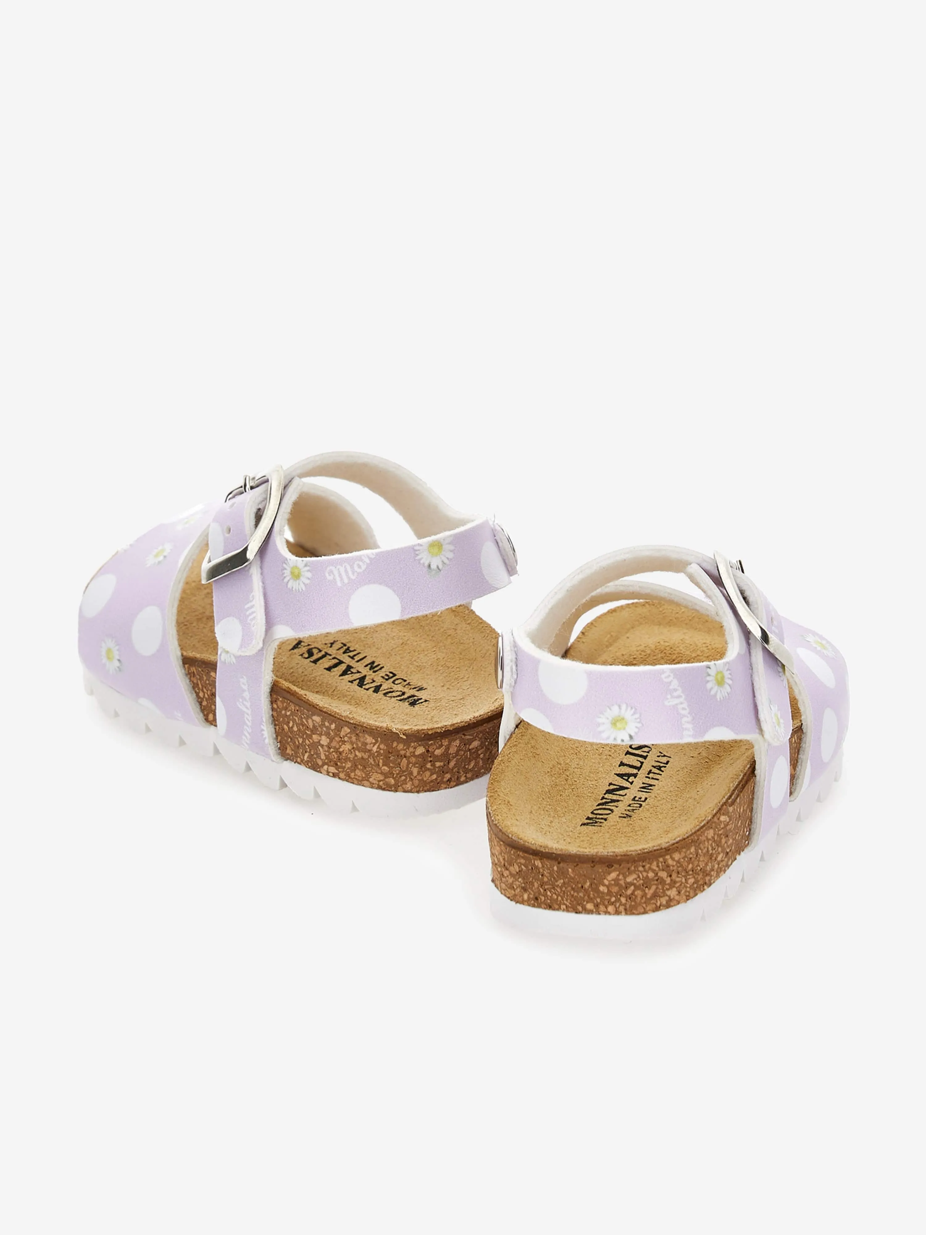 Monnalisa Girls Polka Dot Daisy Sandals in Purple