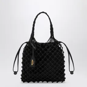 MOSCHINO COUTURE Mini Black Nappa Handbag with Woven Handle