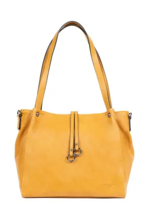 Mustard synthetic shoulder bag with 2 handles 316747