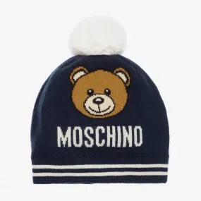 Navy Blue Cotton Knit Teddy Hat