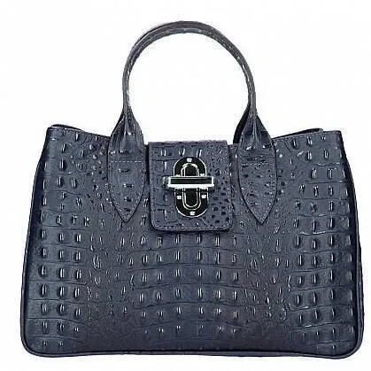 Navy leather handbag laura