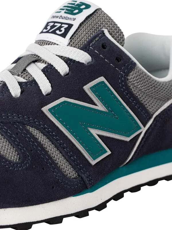 New Balance 373 Suede Trainers - Navy/Green