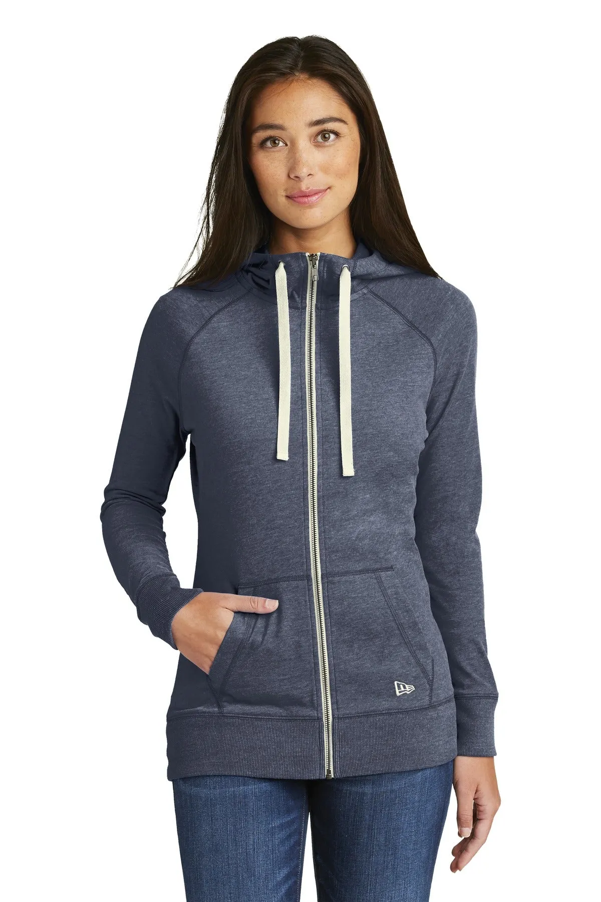 New Era Women's Sueded Cotton Blend Full-Zip Hoodie. LNEA122