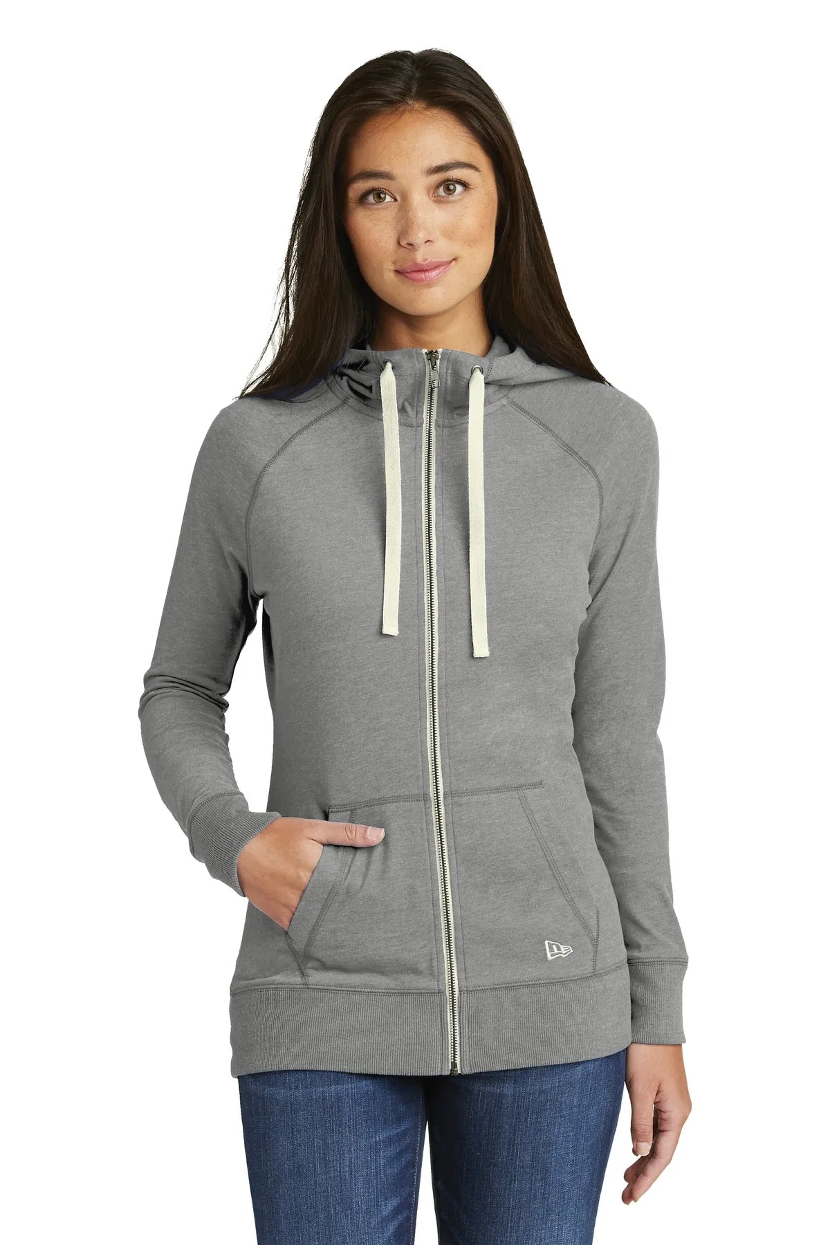 New Era Women's Sueded Cotton Blend Full-Zip Hoodie. LNEA122