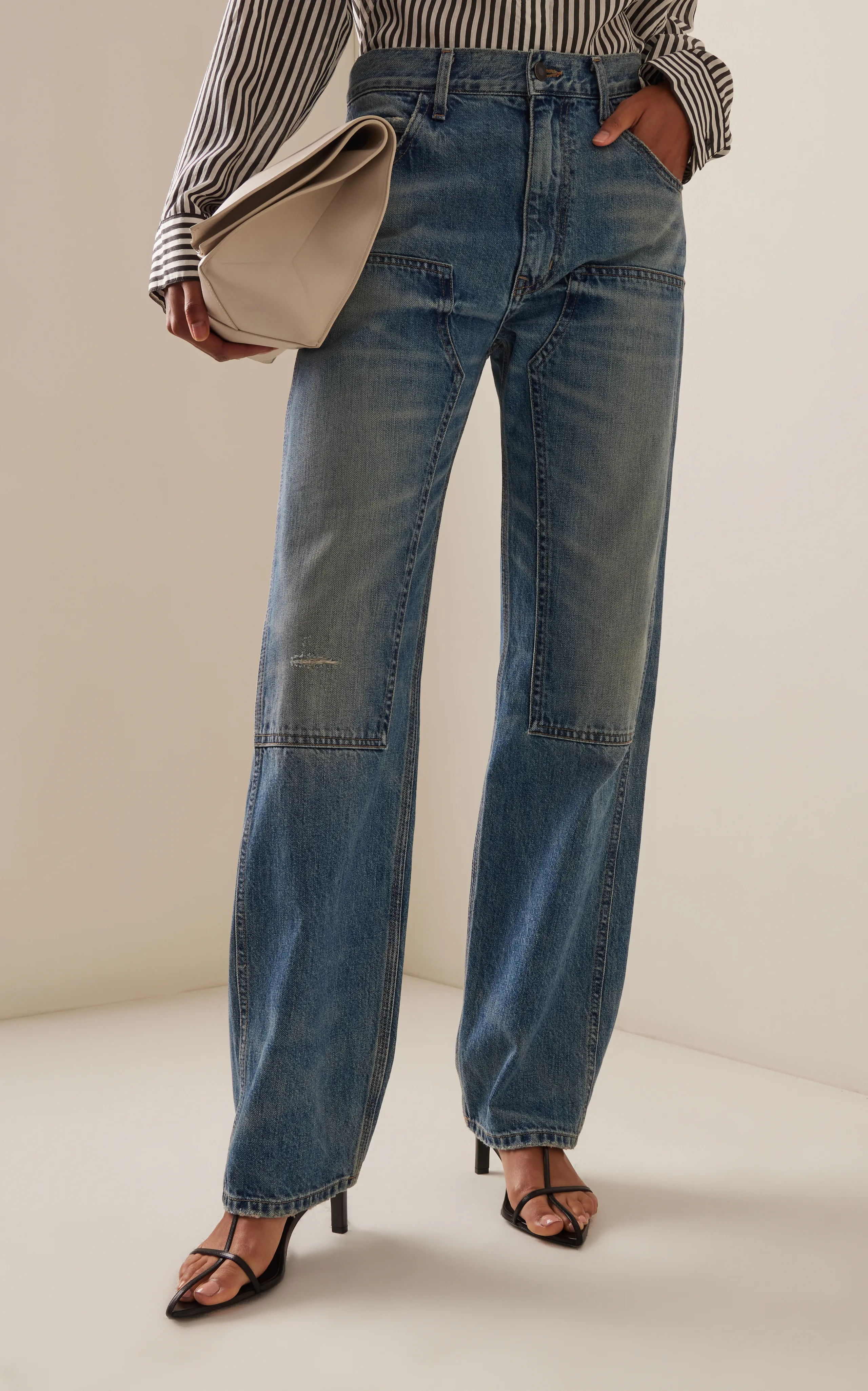 NILI LOTAN Welder Rigid Straight-Leg Utility Jeans