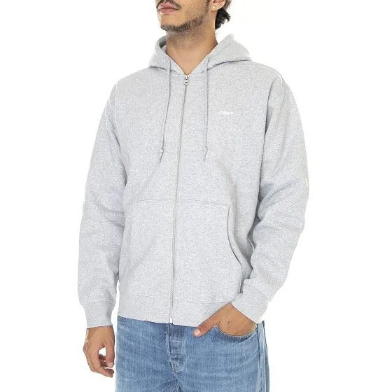 Obey Mens Established Works Bold Zip Hooded Fleece Ash Grey Sweatshirt