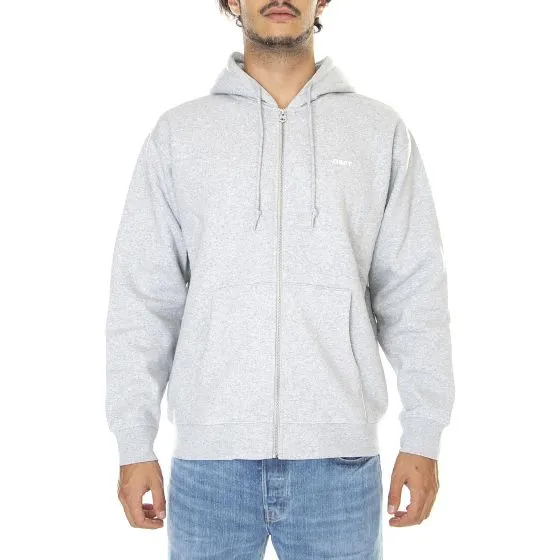 Obey Mens Established Works Bold Zip Hooded Fleece Ash Grey Sweatshirt