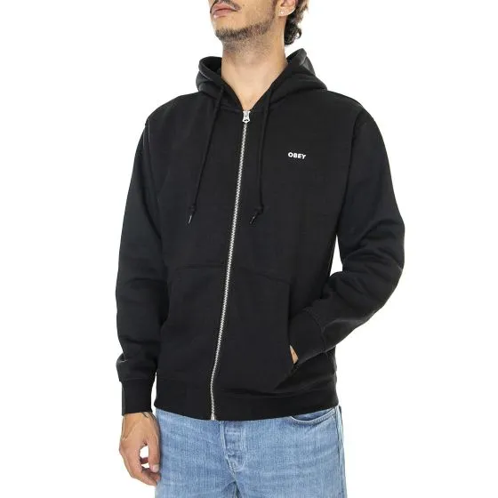 Obey Mens Established Works Bold Zip Hooded Fleece Black Sweatshirt