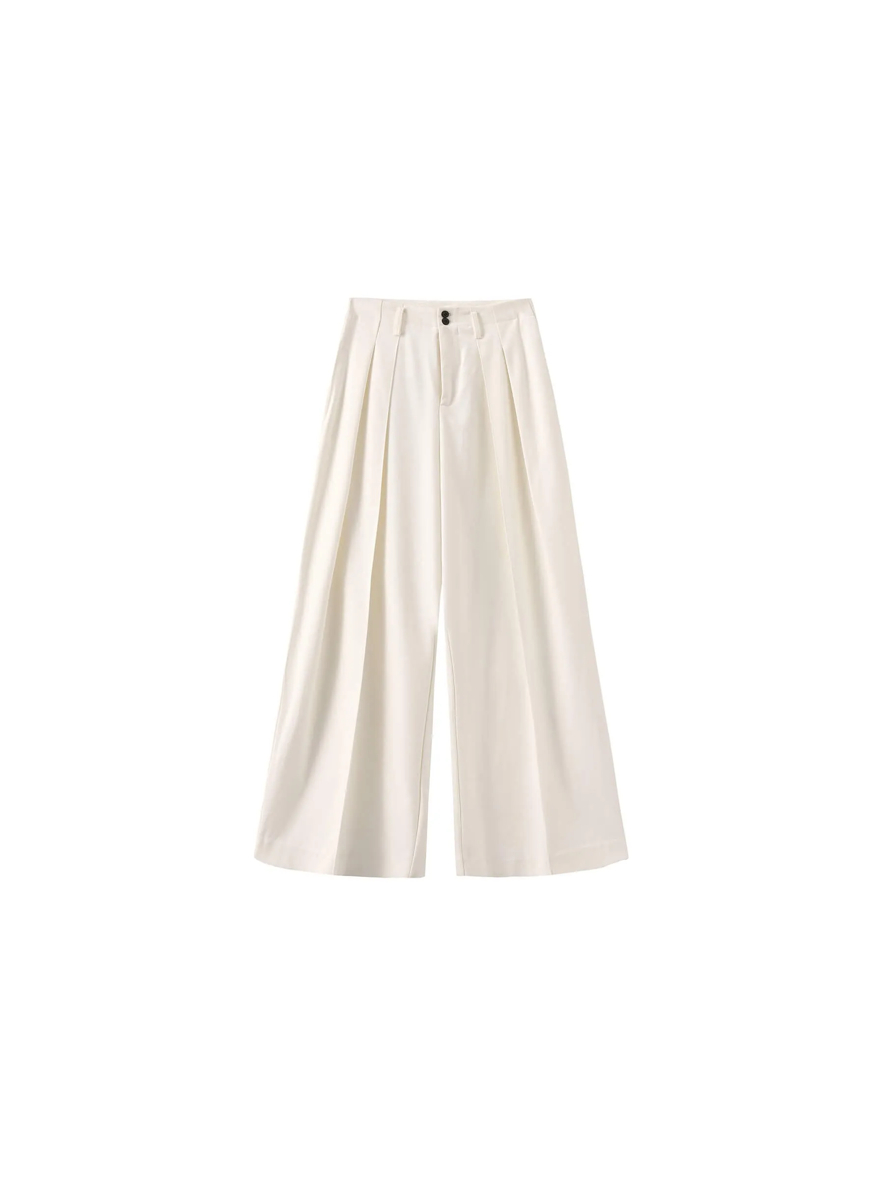 ONE BY CUBIC Pleated Wide Leg Wool Blend Trousers